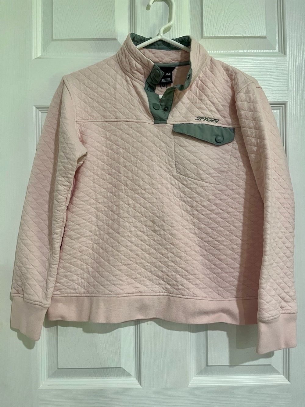 Pink Spyder Quilted Snap Pullover Pink Pocket Large